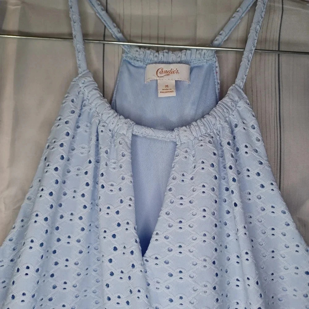 Candie’s 90’s Y2K Coquette Eyelet Lace Keyhole halter fit & flare summer dress - Picture 3 of 8